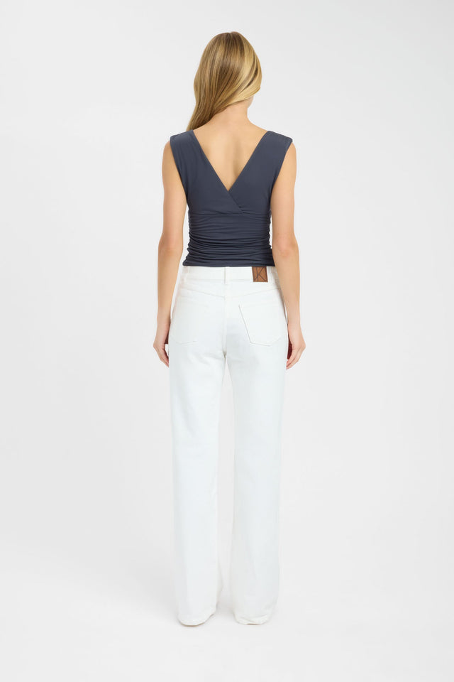 back Solis Top Kookai Fitted Plungeneck Sleeveless Womens-Blouse 