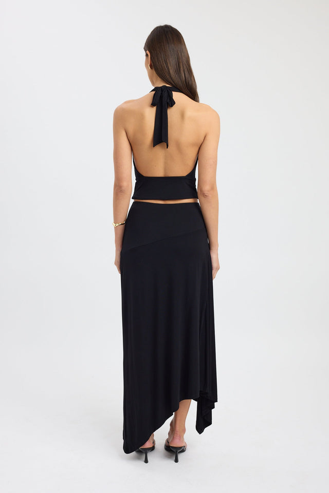 back Walker Halter Top Kookai Fitted Cowlneck Sleeveless Womens-Blouse 