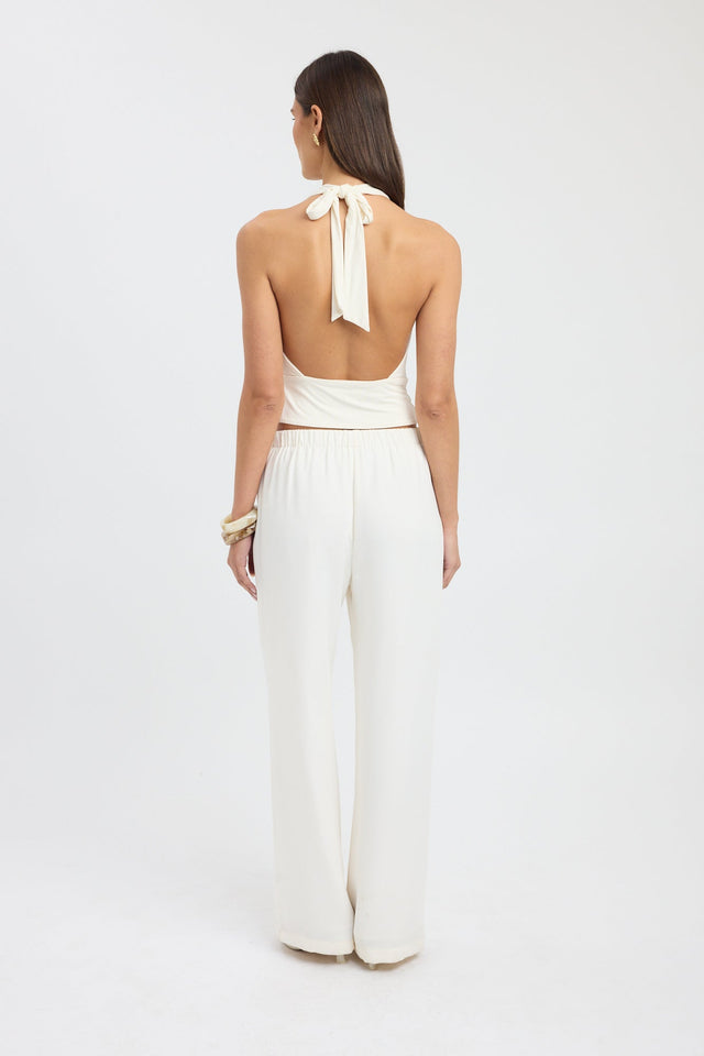 back Walker Halter Top Kookai Fitted Cowlneck Sleeveless Womens-Blouse 