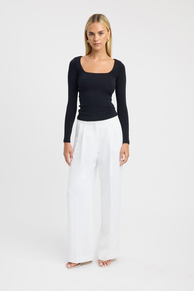 front Rosie Long Sleeve Top Kookai Fitted Squareneck Long sleeve Womens-Blouse 