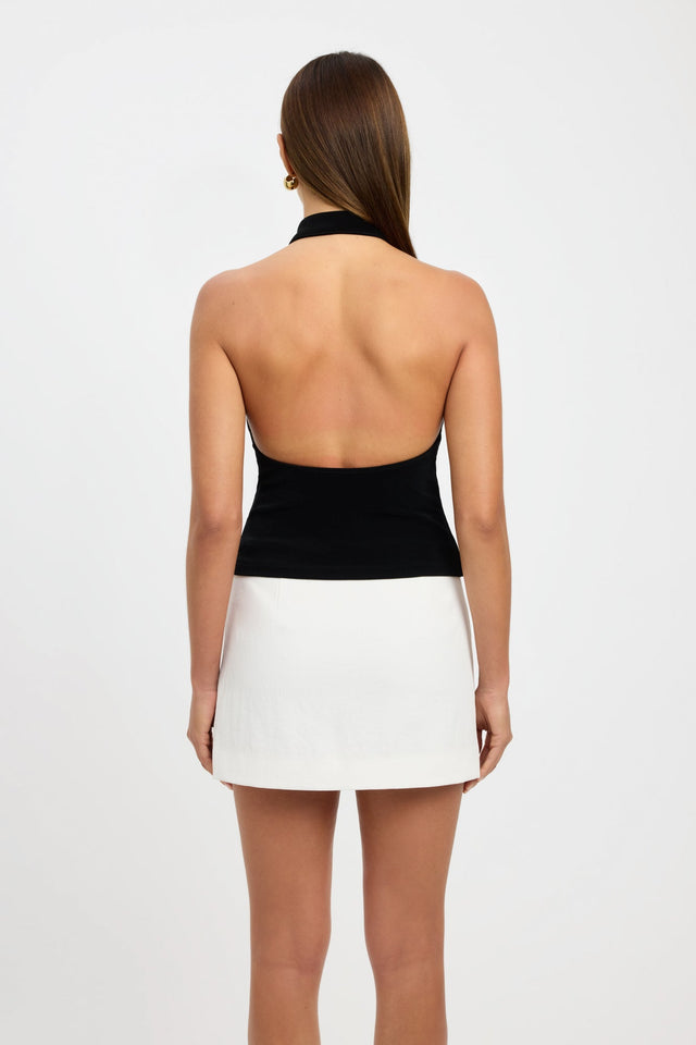 front Irina Top Kookai Fitted Highneck Sleeveless Womens-Blouse 