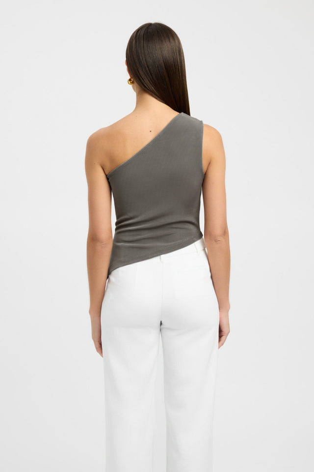 front Cory Asymmetric Top Kookai Fitted Asymmetry Sleeveless Womens-Blouse 