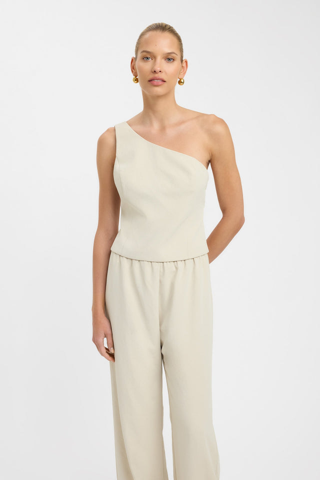 front Opal Tie Back Cami Kookai Fitted Asymmetry Sleeveless Womens-Blouse 