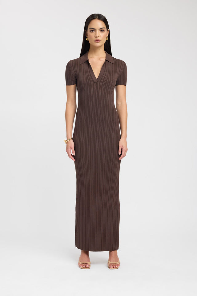 side Adriana Polo Dress Kookai Straight Midi Fitted Plungeneck white womens-dresses 