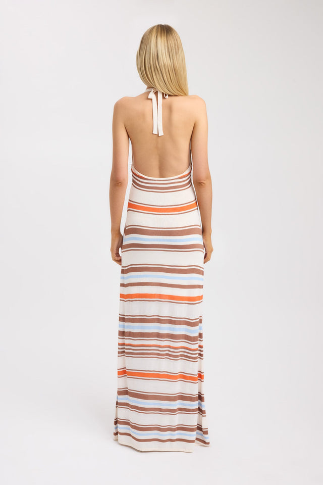 back Skye Stripe Maxi Dress Kookai Aline Maxi Fitted Plungeneck womens-dresses 