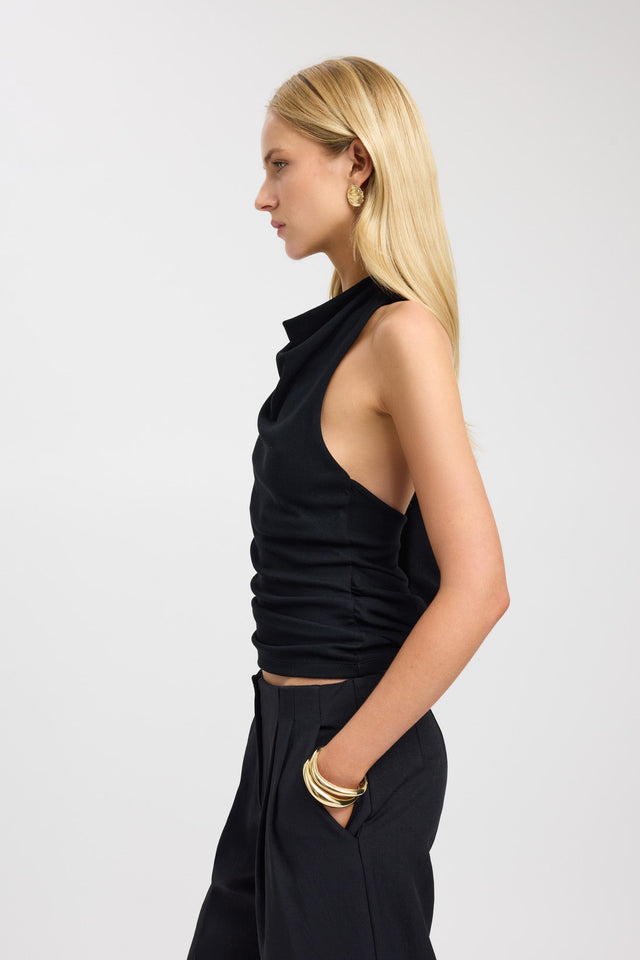side Izia Cowl Top Kookai Fitted Cowlneck Short sleeves Womens-Blouse 