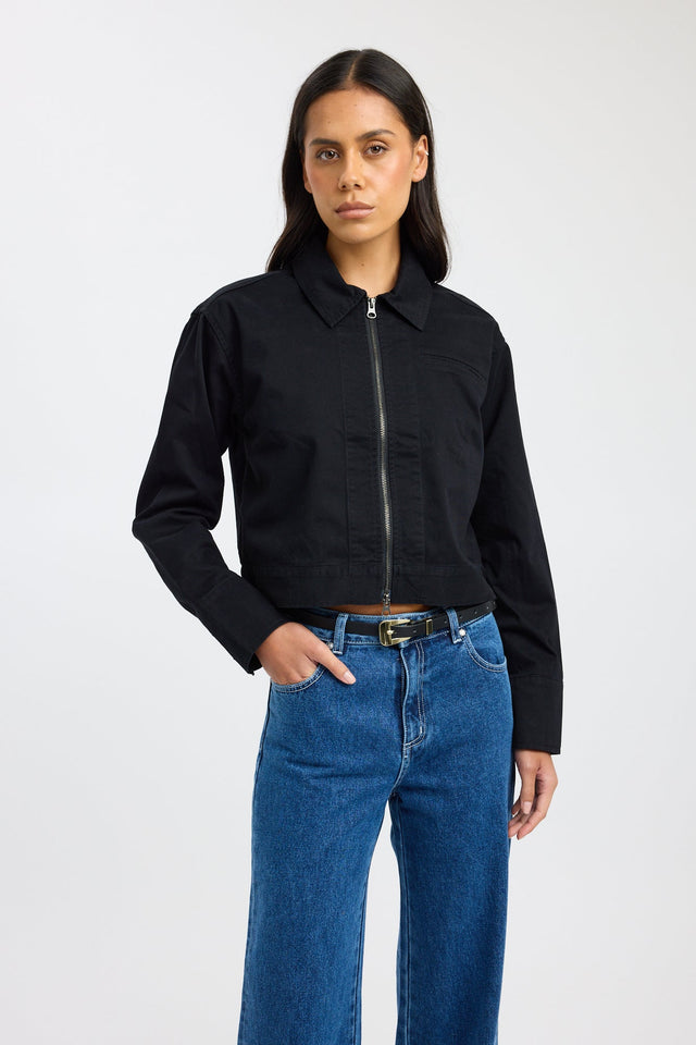 front Sawyer Jacket Kookai Long sleeve Bomber Short brown womens-coats-and-jackets 