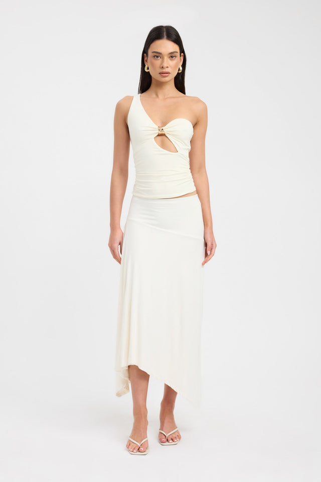 side Solene Top Kookai Fitted Asymmetry Sleeveless Womens-Blouse 