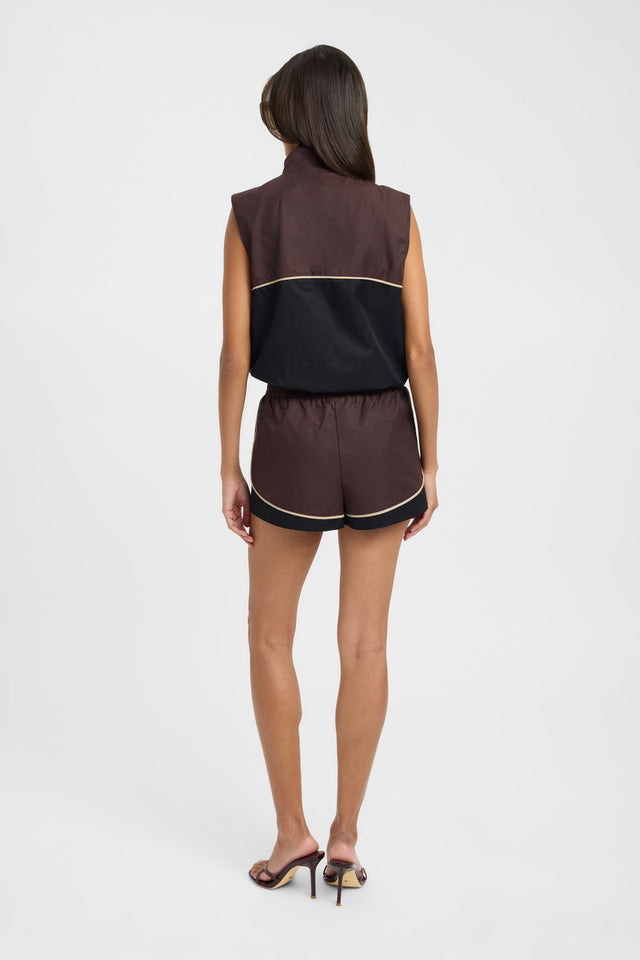 Elegant Spencer Sport Vest womens coats and jackets sleeveless waistcoat in regular length and rosy brown back