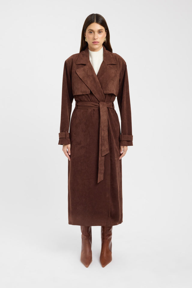 front Suki Trench Coat Kookai Long sleeve Trench-coat Full length beige womens-coats-and-jackets 