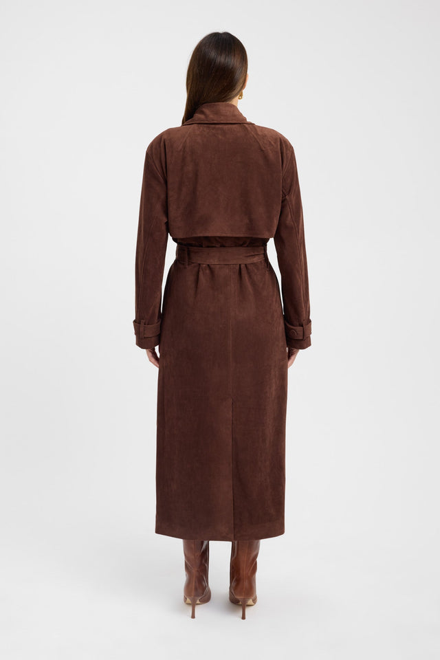 back Suki Trench Coat Kookai Long sleeve Trench-coat Full length beige womens-coats-and-jackets 