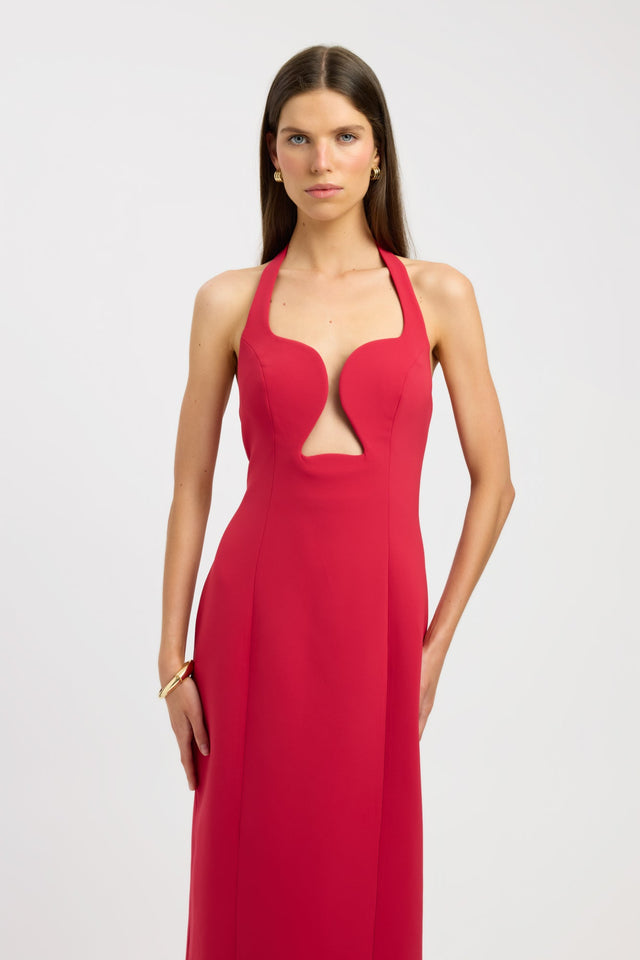 front Alto Low Cut Maxi Dress Kookai Straight Maxi Fitted Plungeneck womens-dresses 