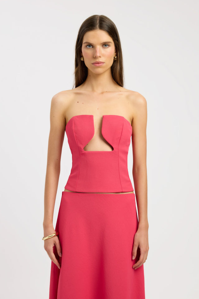 front Ariel Low Cut Top Kookai Fitted Plungeneck Sleeveless Womens-Blouse 