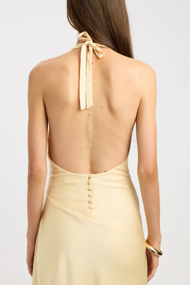 back Palermo Godet Dress Kookai Aline Maxi Relaxed V-neck womens-dresses 