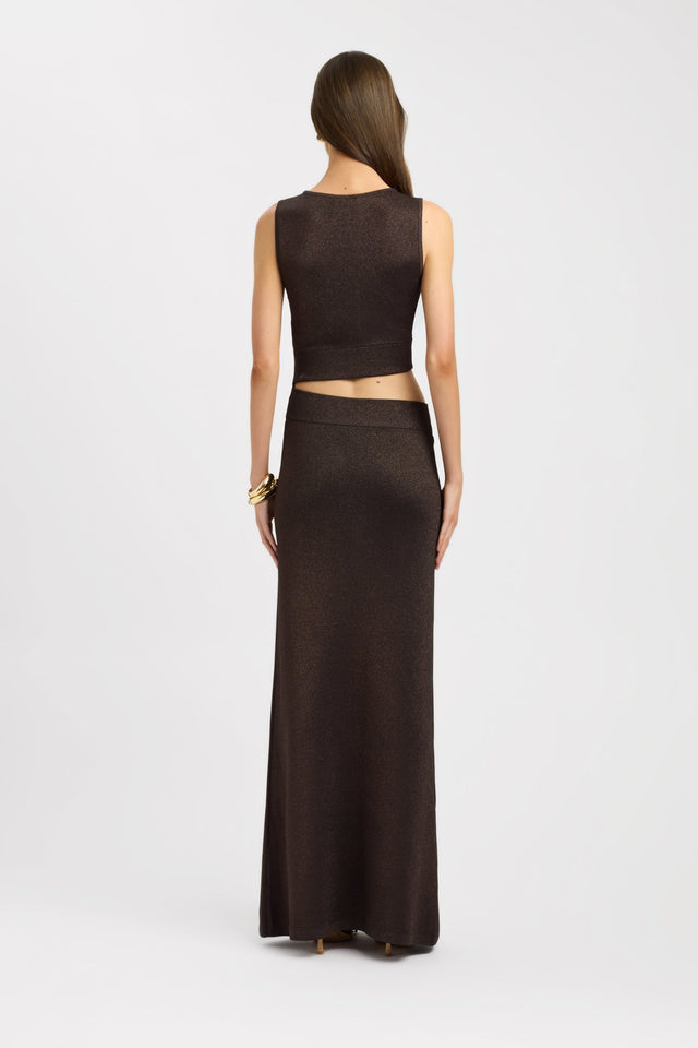 back Vegas Maxi Dress Kookai Straight Maxi Fitted Roundneck womens-dresses 