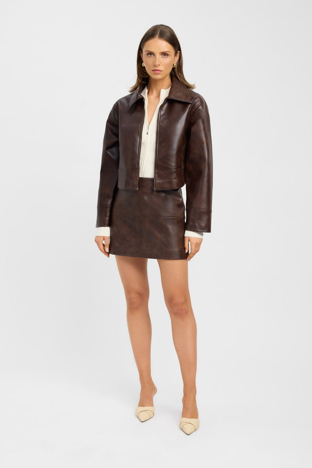 side Phoenix Distressed Jacket Kookai Long sleeve Biker Short womens-coats-and-jackets 