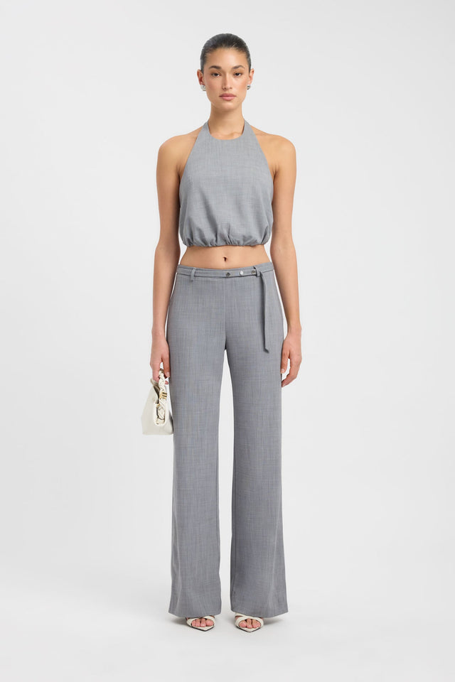 Showcasing Vale Snap Pant womens-regular-pants with wide-leg high-rise in grey front