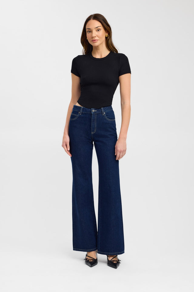 side Athena Tee Kookai Crew neck Fitted black womens-tees 