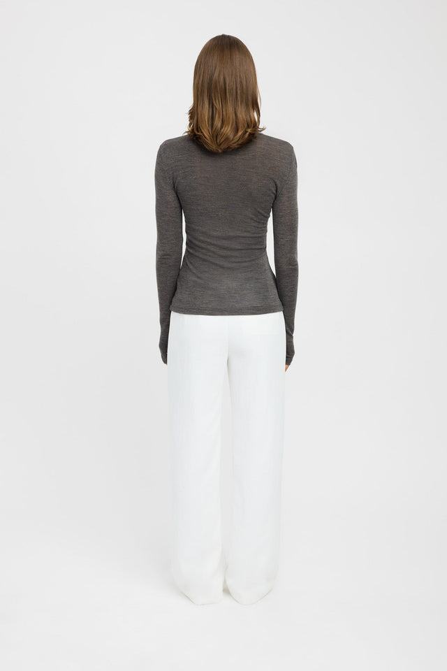 back Meribel Wool Cardigan Kookai Fitted Roundneck Long sleeve Womens-Blouse 