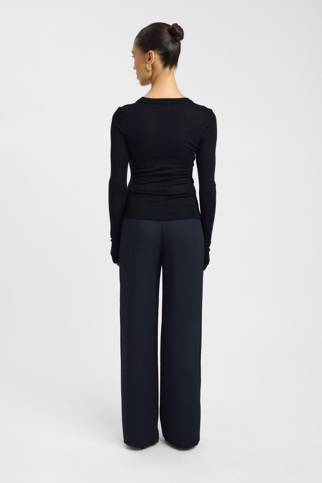 back Silas Wool Top Kookai Fitted Scoopneck Long sleeve Womens-Blouse 