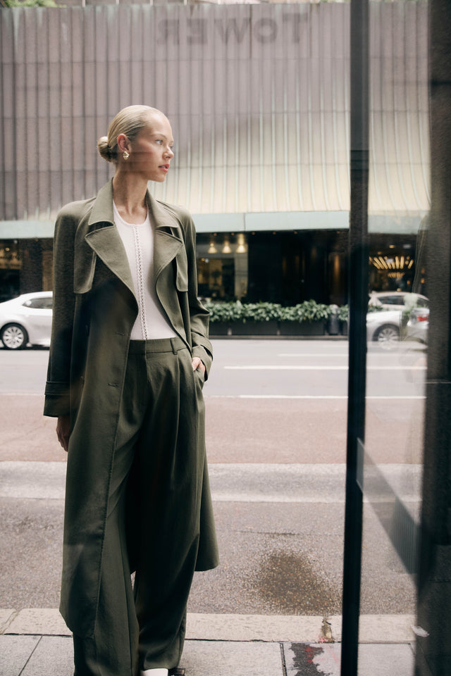 side Opal Trench Kookai Long sleeve Trench-coat Full length darkblue womens-coats-and-jackets 