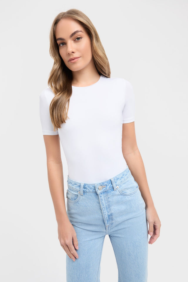 front Elina Tee Bodysuit Kookai Crew neck Fitted white womens-tees 