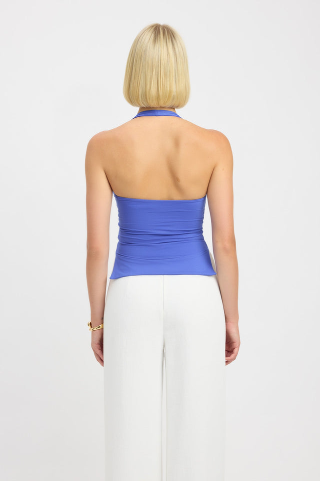 front Stella Halter Top Kookai Fitted Highneck Sleeveless Womens-Blouse 