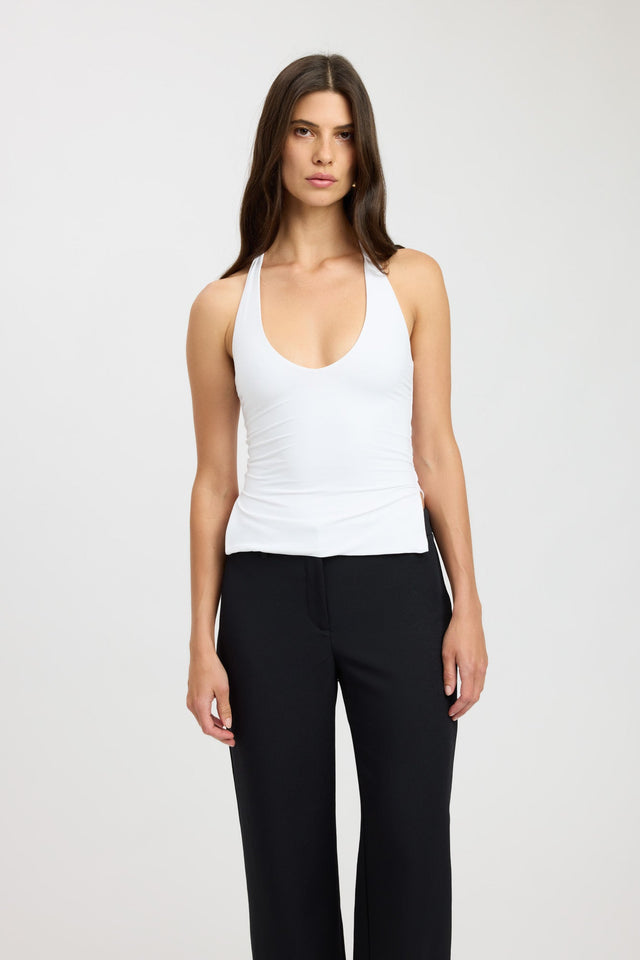 front Stella Halter Top Kookai Fitted Scoopneck Sleeveless Womens-Blouse 