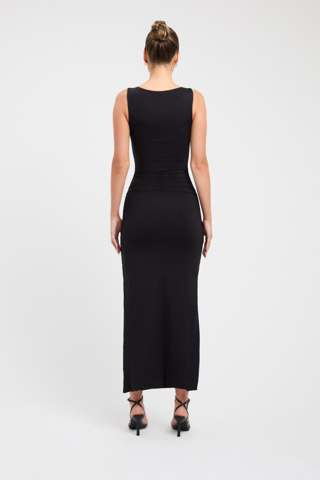 front Estelle Midi Dress Kookai Straight Midi Fitted Boatneck white womens-dresses 