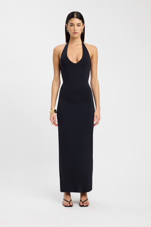 front Stella Halter Maxi Dress Kookai Bodycon Maxi Fitted Plungeneck brown womens-dresses 