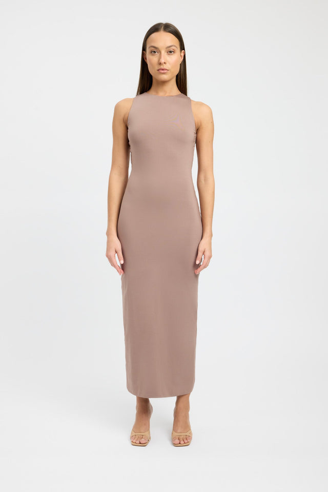 product Bailey Midi Dress Kookai Bodycon Maxi Fitted Boatneck peach womens-dresses 