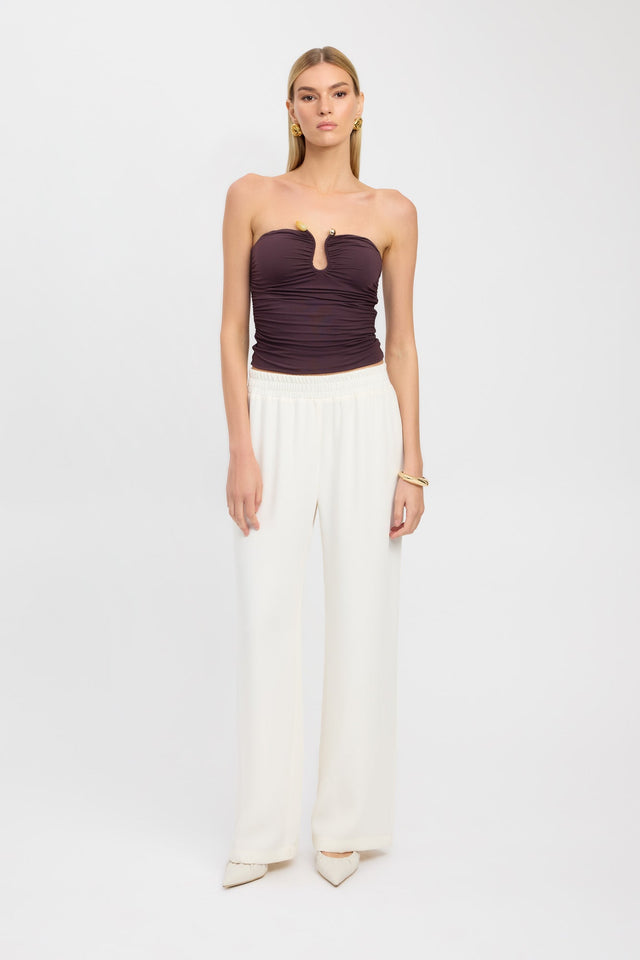 side Tayla Trim Top Kookai Fitted Sweetheart Sleeveless Womens-Blouse 