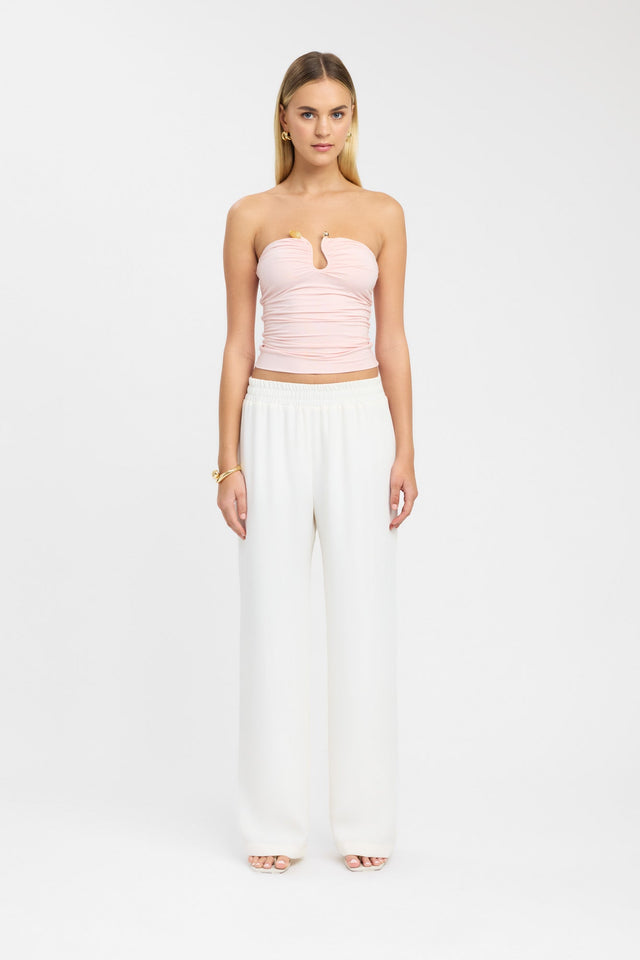 side Tayla Trim Top Kookai Fitted Highneck Sleeveless Womens-Blouse 
