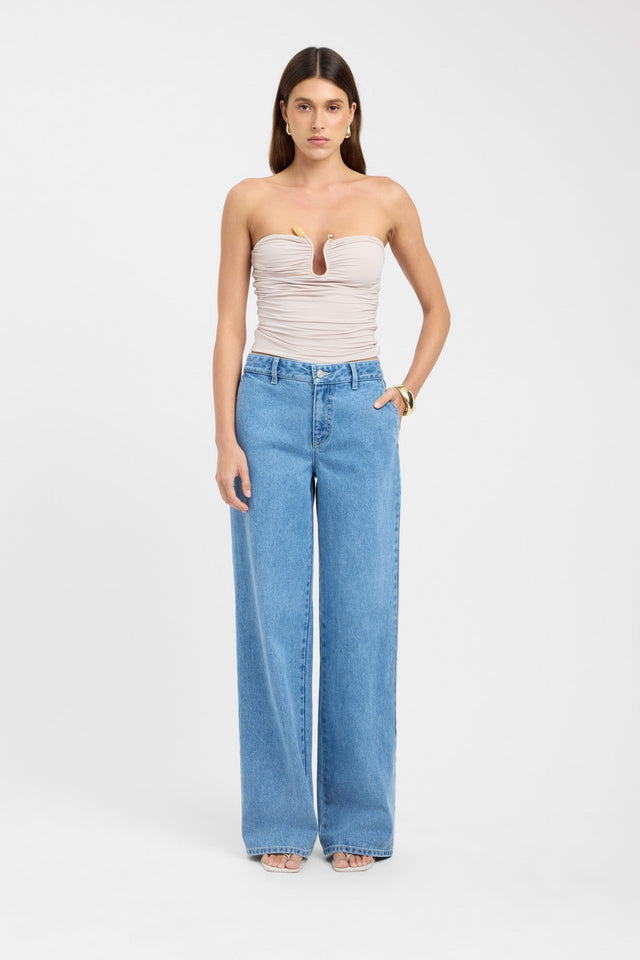 front Tayla Trim Top Kookai Fitted Sweetheart Sleeveless Womens-Blouse 