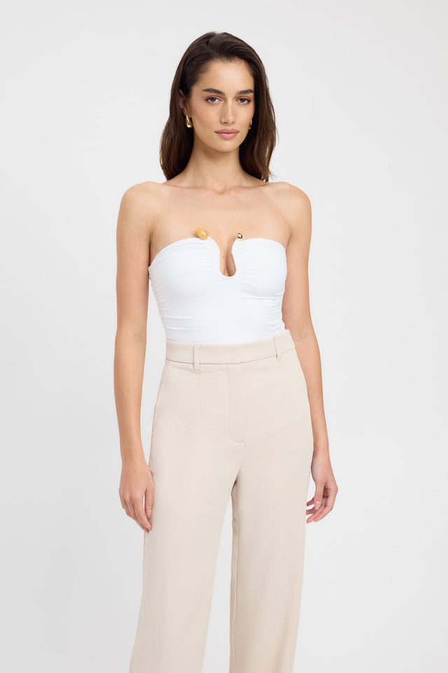 front Tayla Trim Top Kookai Fitted Sweetheart Sleeveless Womens-Blouse 