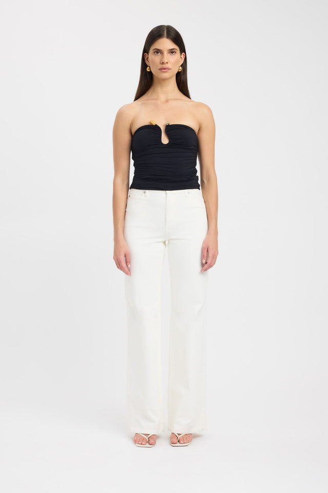 side Tayla Trim Top Kookai Fitted Straight Sleeveless Womens-Blouse 