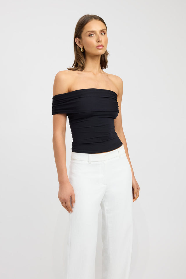 side Aston Top Kookai Fitted Asymmetry Sleeveless Womens-Blouse 