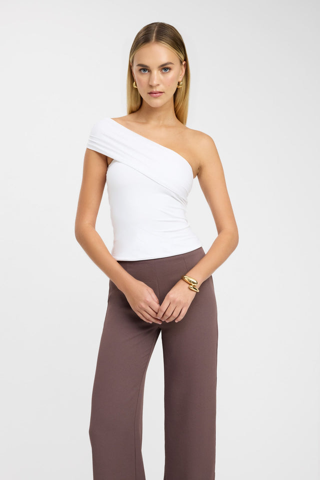 front Aston Top Kookai Fitted Asymmetry Sleeveless Womens-Blouse 