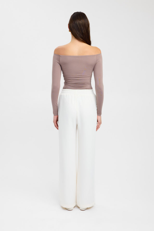 back Tayla Trim Long Sleeve Top Kookai Fitted Plungeneck Long sleeve Womens-Blouse 