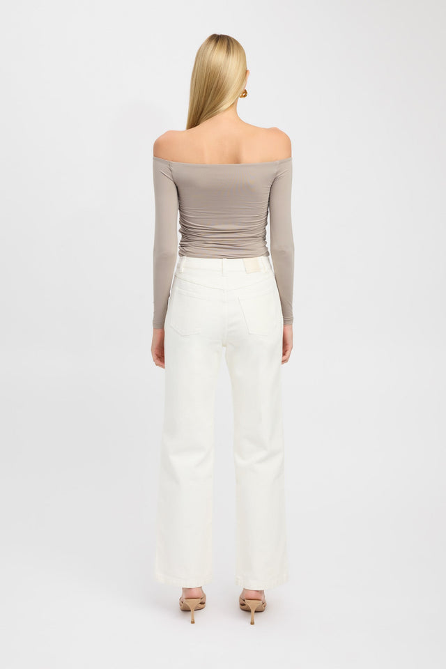 back Tayla Trim Long Sleeve Top Kookai Fitted Plungeneck Long sleeve Womens-Blouse 