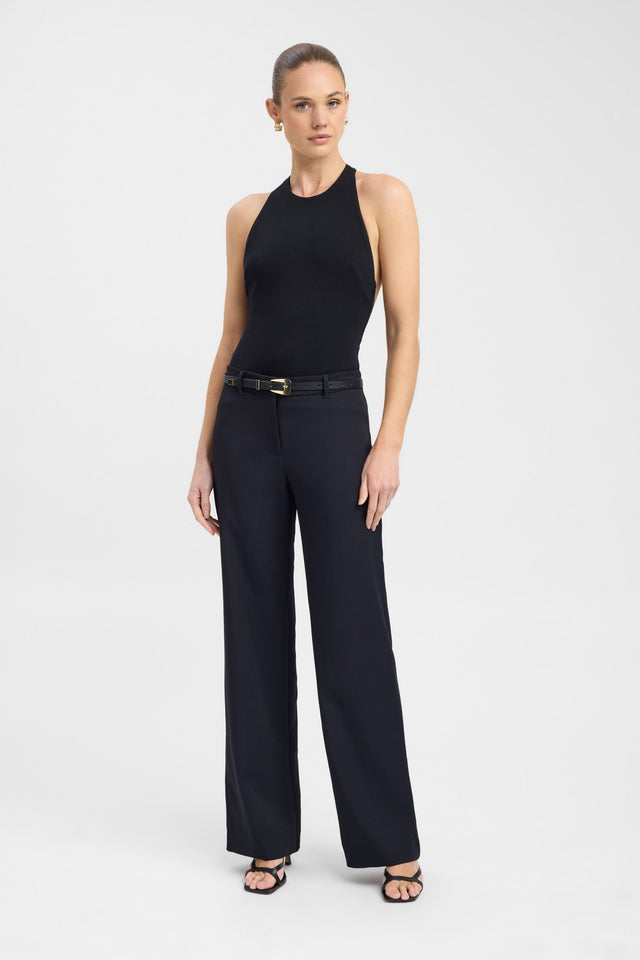 side Imogen Racer Tank Kookai Fitted Round black womens-singlets 