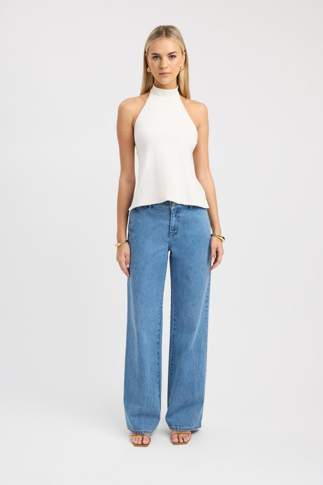 front Kaye Top Kookai Fitted Highneck Sleeveless Womens-Blouse 