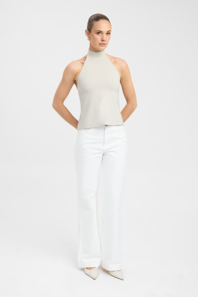 side Kaye Top Kookai Fitted Highneck Sleeveless Womens-Blouse 