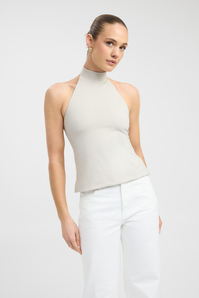 front Kaye Top Kookai Fitted Highneck Sleeveless Womens-Blouse 