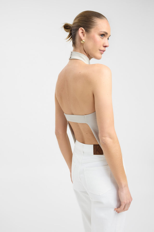 back Kaye Top Kookai Fitted Highneck Sleeveless Womens-Blouse 