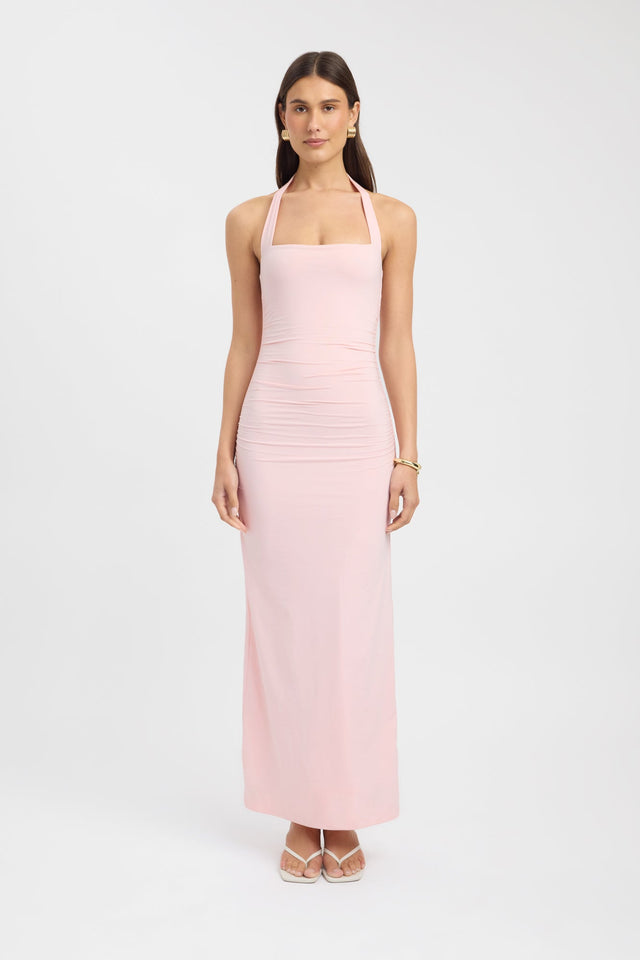 front Hailey Halter Dress Kookai Bodycon Maxi Fitted Squareneck black womens-dresses 