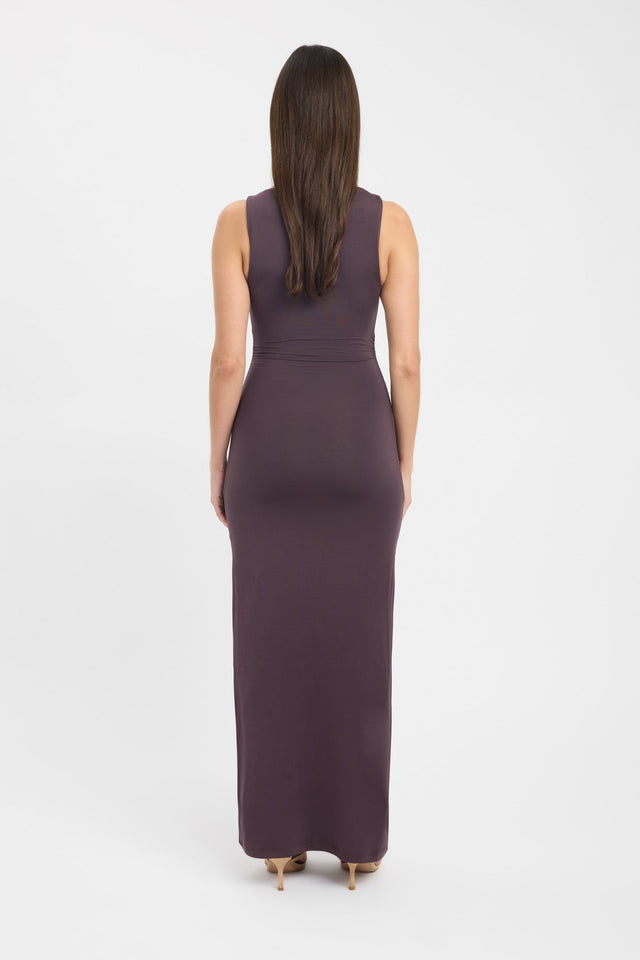 back Trove Trim Dress Kookai Bodycon Maxi Fitted Plungeneck white womens-dresses 