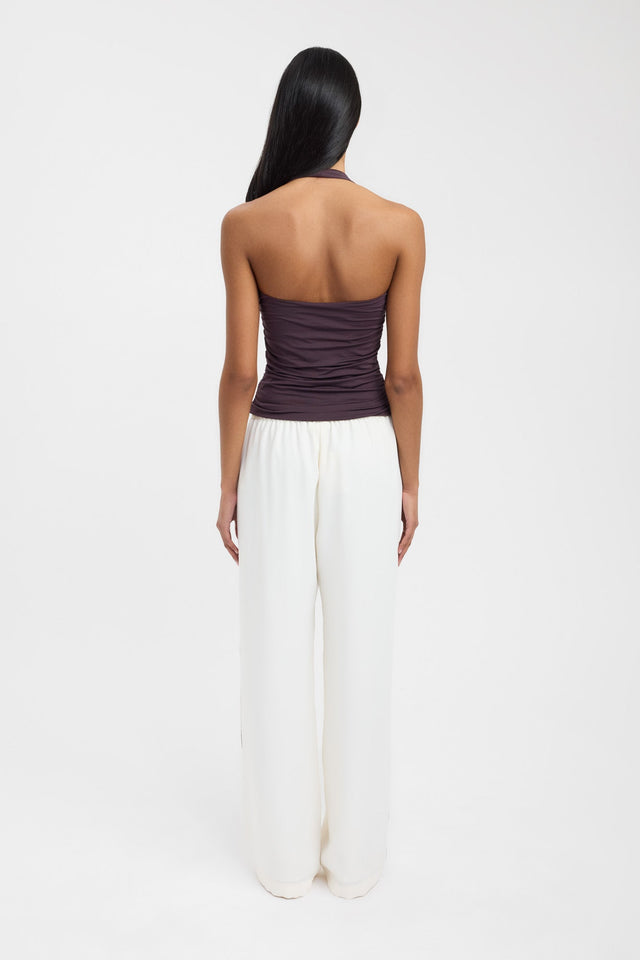 back Hailey Halter Top Kookai Fitted Thick strap Square brown womens-singlets 