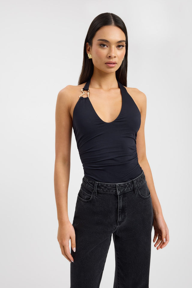 front Demi Top Kookai Fitted Scoopneck Sleeveless Womens-Blouse 