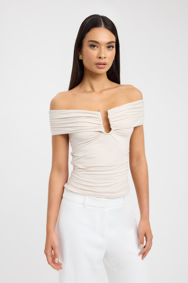 front Tysa Trim Top Kookai Fitted Sweetheart Short sleeves Womens-Blouse 